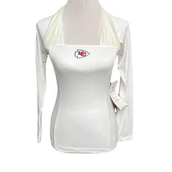 NFL Team Apparel Kansas City Chiefs Mesh Neck Long Sleeve Top White XSmall Large - Picture 10 of 10